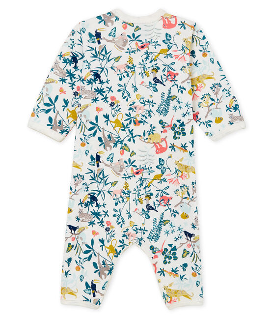 Baby-Strampler in Rippstrick für Mädchen weiss MARSHMALLOW/weiss MULTICO