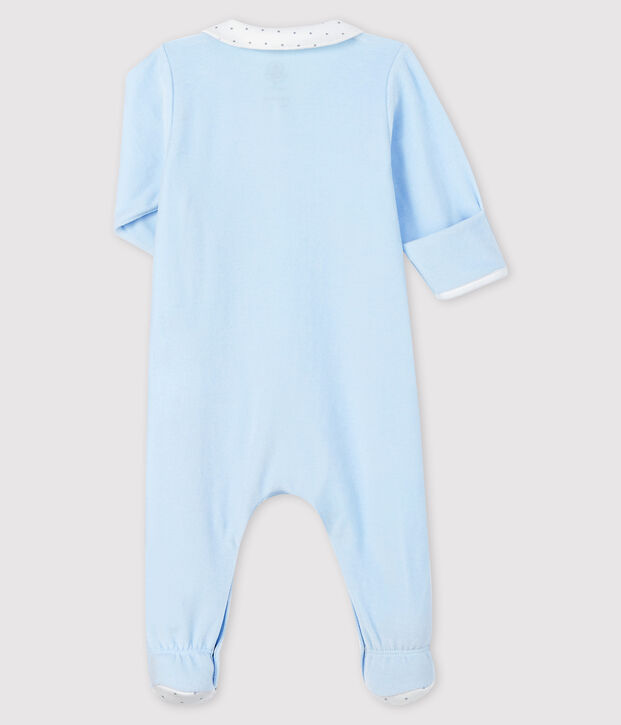 Blauer Baby-Strampler aus Nicki mit Kragen f&uuml;r Jungen FRAICHEUR