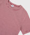 Klassisches Damen-T-Shirt mit Rundhalsausschnitt aus gestreifter Baumwolle rot SANGRIA/ MARSHMALLOW