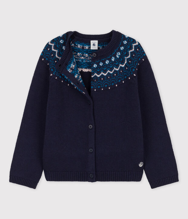 Kinder-Cardigan aus Wolle und Baumwolle f&uuml;r M&auml;dchen blau/vielfarbig