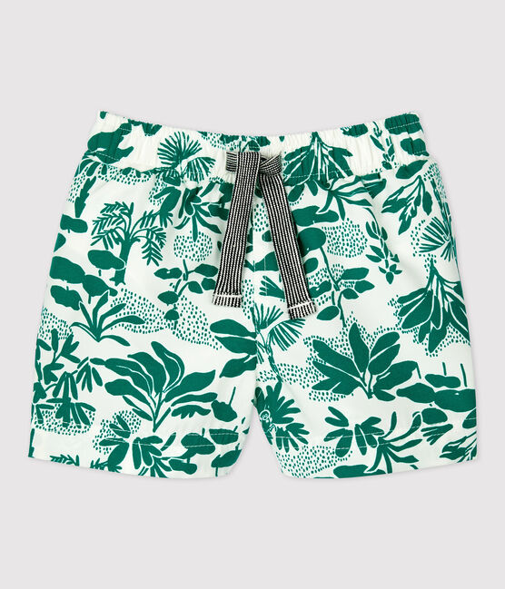 Umweltfreundliche Baby-Badeshorts weiss MARSHMALLOW/grün GAZON