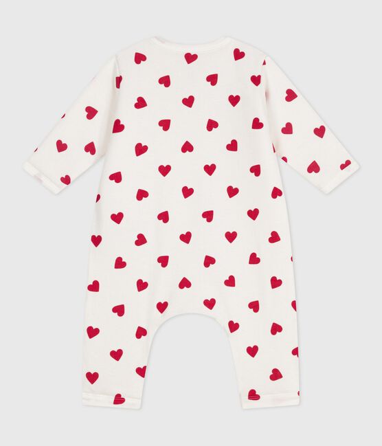 Wattierter Baby-Overall aus Baumwolle mit Herzmotiv weiss MARSHMALLOW/rot TERKUIT