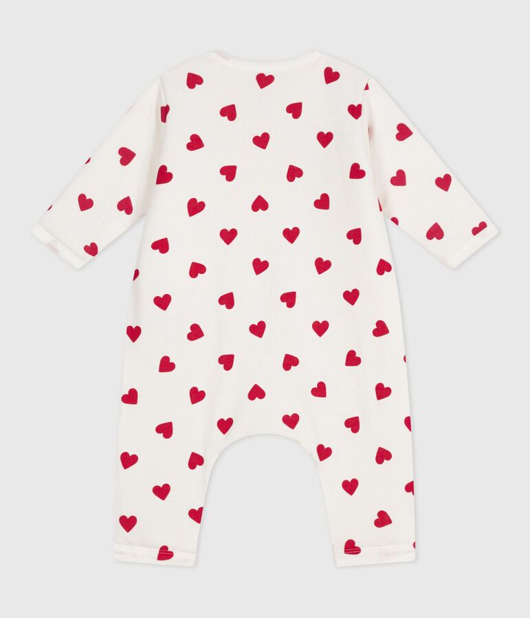 Wattierter Baby-Overall aus Baumwolle mit Herzmotiv weiss/rot