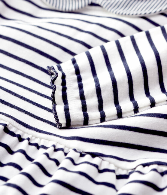 Baby-Kleid aus Baumwolle mit Streifenmuster für Mädchen weiss MARSHMALLOW/blau SMOKING