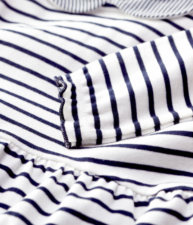 Baby-Kleid aus Baumwolle mit Streifenmuster f&uuml;r M&auml;dchen weiss/blau