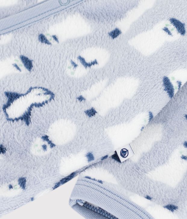 Baby Overall-Pyjama aus Fleece mit Schneemann-Motiv blau/vielfarbig