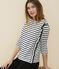 Glänzendes Streifenshirt für Damen weiss MARSHMALLOW/ SMOKING ARGENT BRILLANT