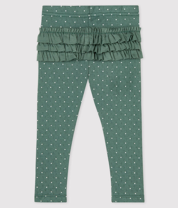 Bedruckte Baby-Leggings aus Baumwolle f&uuml;r M&auml;dchen gr&uuml;n/weiss