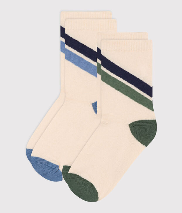 2er-Set gestreifte Kindersocken aus Baumwolle vielfarbig