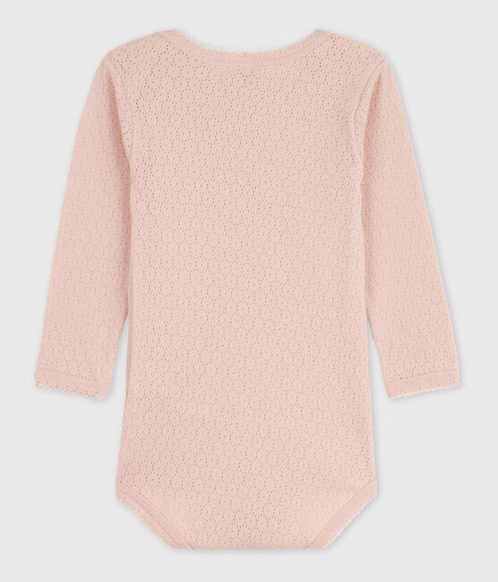 Langärmeliger Baby-Body aus Ajour-Strick rosa SALINE