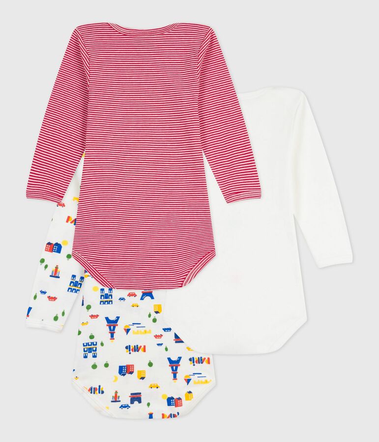Set lang&auml;rmeliger Baby-Bodys aus gemusterter Baumwolle vielfarbig