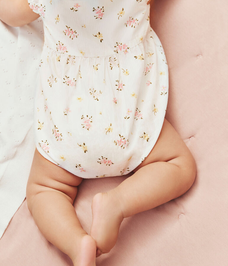 Baby-Overall aus Baumwolle mit Blumenmuster weiss/vielfarbig