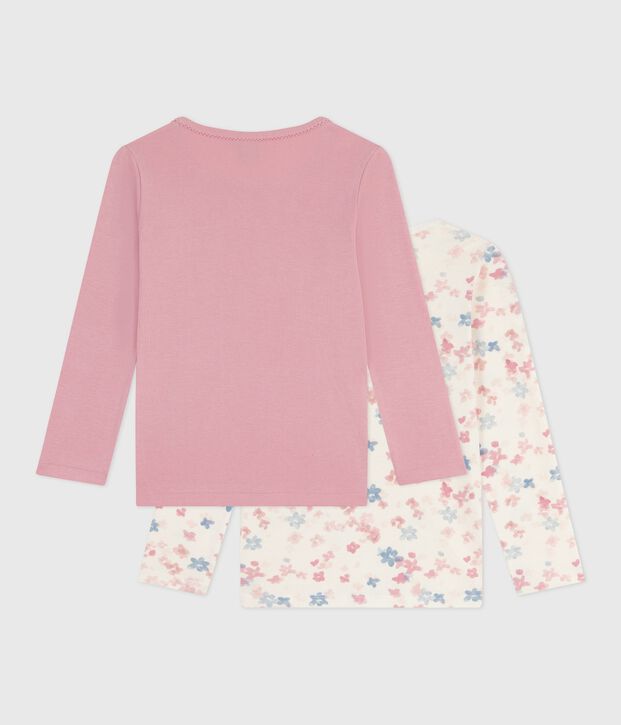 Set lang&auml;rmeliger Kinder T-Shirts aus Baumwolle mit Blumenmuster vielfarbig
