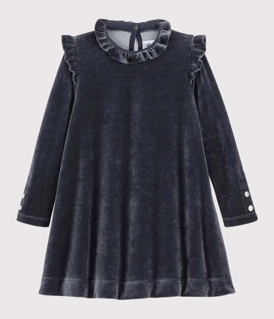 Langärmeliges Kinderkleid für Mädchen blau SMOKING