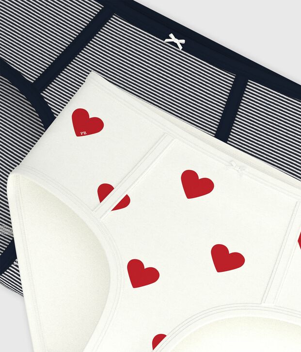 H&ouml;schen High Waist aus Baumwolle mit Herzmotiv und Streifen im 2er-Set f&uuml;r Damen vielfarbig