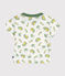 Kurzärmeliges Baby-T-Shirt aus Baumwolle mit Schiffchenmuster weiss MARSHMALLOW/ ORGE