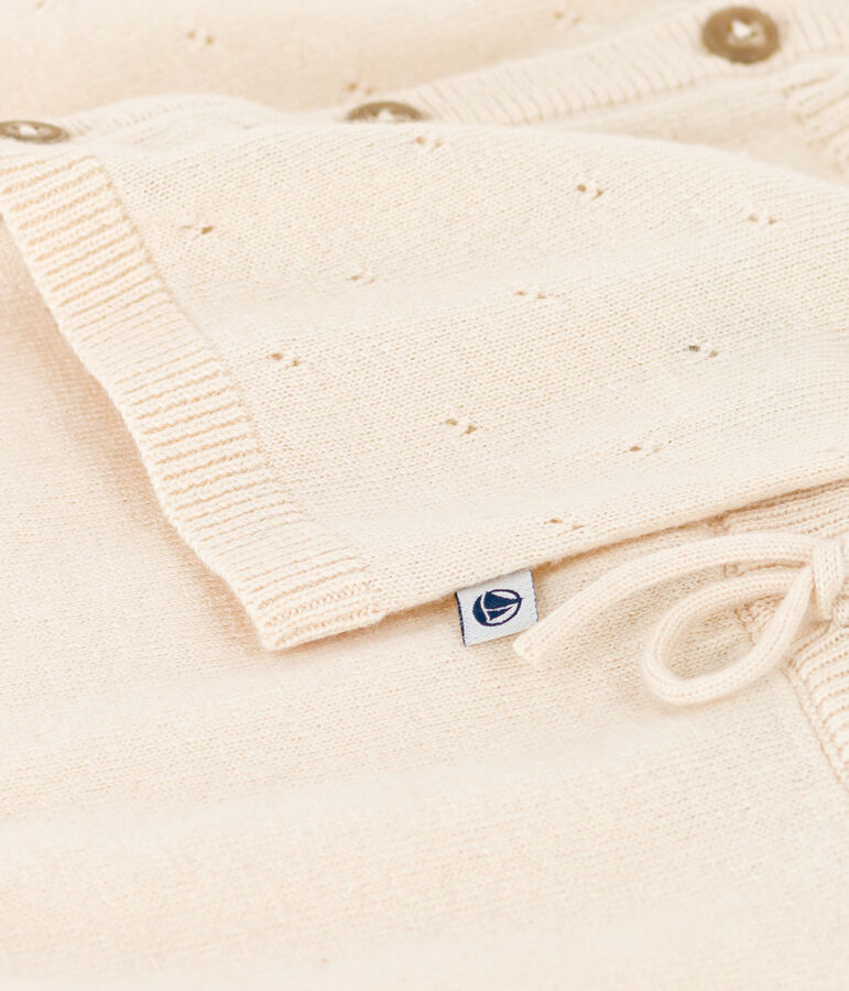 Baby-Set aus Woll- und Baumwoll-Strick naturfarben