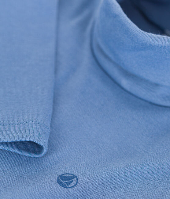Kinder-Rollkragenshirt aus Baumwolle für Mädchen und Jungen blau BEACH