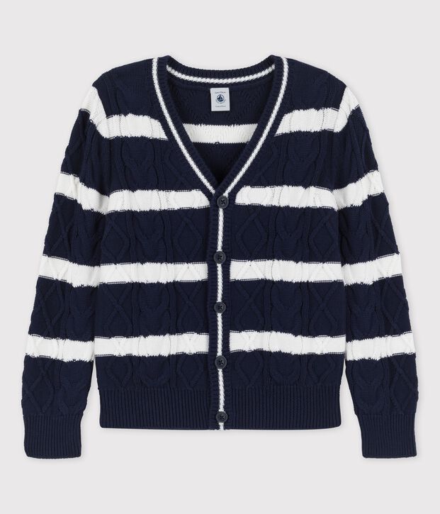 Cardigan aus Baumwolle f&uuml;r Jungen blau/weiss
