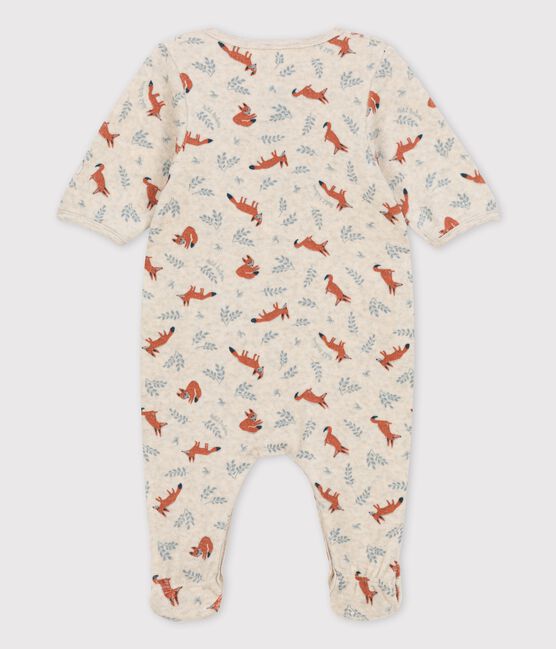 Baby-Strampler aus Bio-Nicki mit Muster beige MONTELIMAR/grau MARSHMALLOW