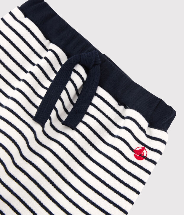 Baby-Hose aus Molton. weiss/blau