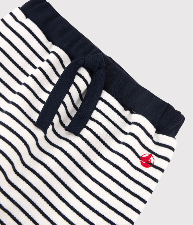 Baby-Hose aus Molton. weiss/blau