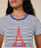 Damen-T-Shirt LE DROIT mit Rundhalsausschnitt aus Baumwolle weiss MARSHMALLOW/blau MEDIEVAL