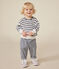 Baby-Sweatshirt aus Bouclette-Samt weiss MARSHMALLOW/blau SMOKING