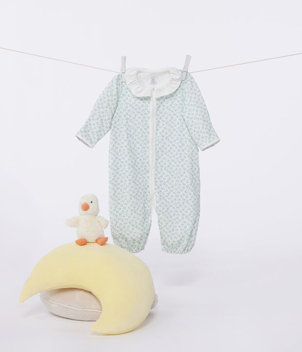 Baby Kombi-Overall aus Baumwolle mit gebl&uuml;mtem Kragen weiss/vielfarbig
