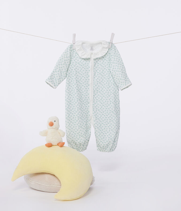 Baby Kombi-Overall aus Baumwolle mit gebl&uuml;mtem Kragen weiss/vielfarbig