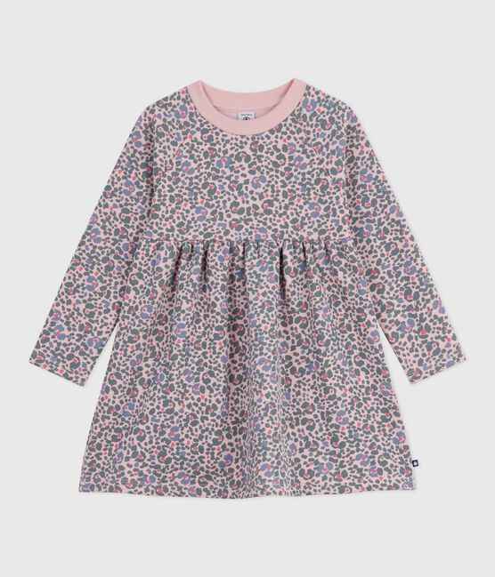 Langärmeliges Kinder-Kleid aus Baumwolle rosa JOLI/weiss MULTICO