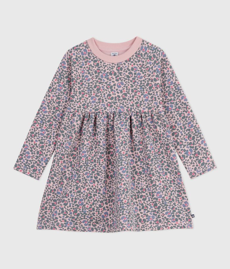 Lang&auml;rmeliges Kinder-Kleid aus Baumwolle rosa/vielfarbig