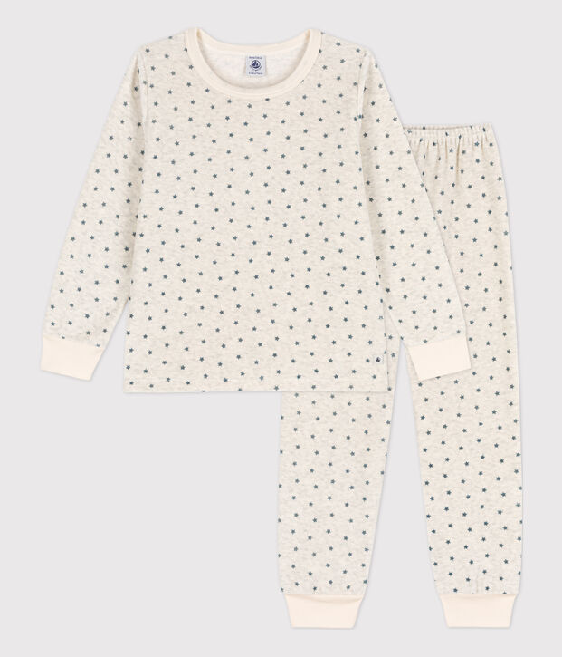 Kinderpyjama aus Nicki mit Sternenmotiv beige/grau