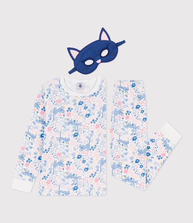 Kinder-Pyjama zum Verkleiden aus Baumwolle mit Blumenmotiv weiss/vielfarbig