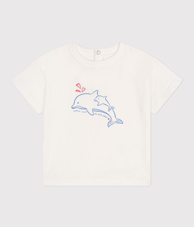 Kurz&auml;rmeliges Baby-T-Shirt aus einfarbiger Baumwolle weiss