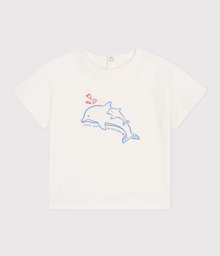 Kurz&auml;rmeliges Baby-T-Shirt aus einfarbiger Baumwolle weiss