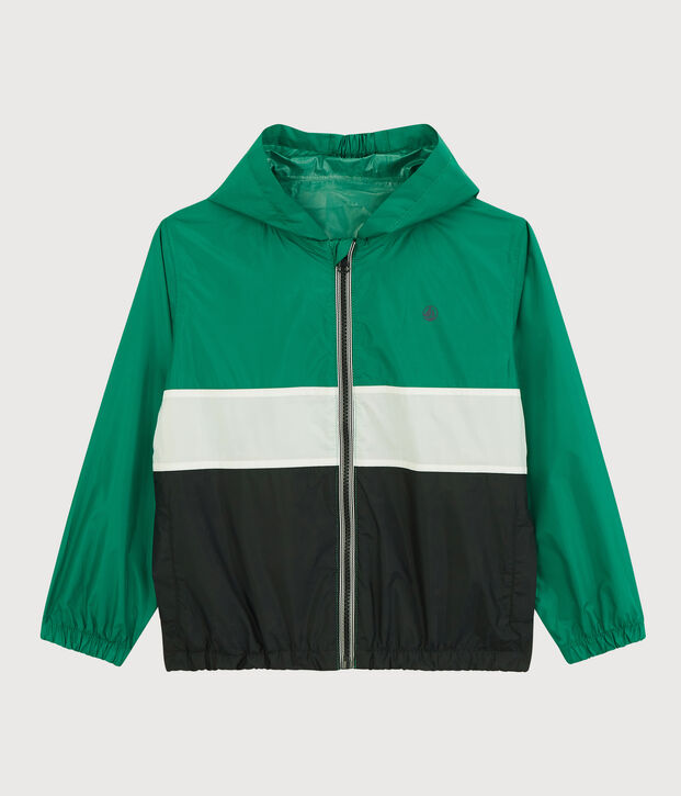 Kinder-Windjacke aus recyceltem Polyester f&uuml;r Jungen blau/gr&uuml;n