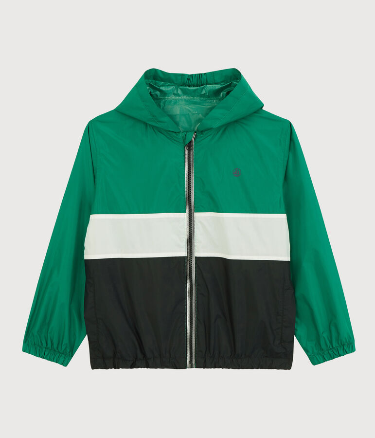 Kinder-Windjacke aus recyceltem Polyester f&uuml;r Jungen blau/gr&uuml;n
