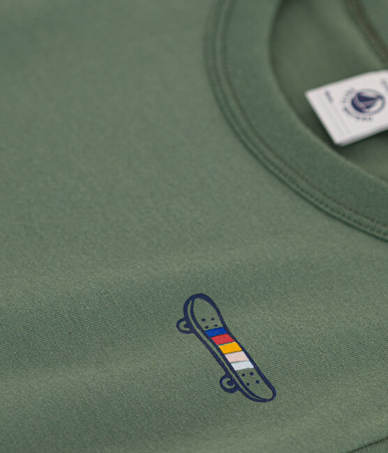 Gemustertes Jungen-T-Shirt aus leichtem Jersey grün CROCO
