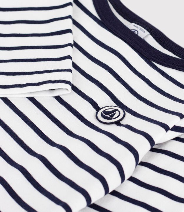 ikonisch Streifenshirt Marini&egrave;re f&uuml;r Kinder aus fester Baumwollstoff weiss/blau