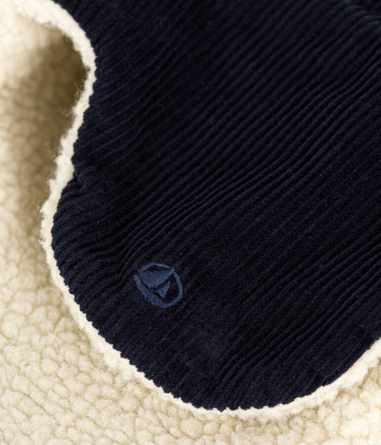 Kinder-M&uuml;tze mit Ohrenklappen aus Nicki und Sherpa blau
