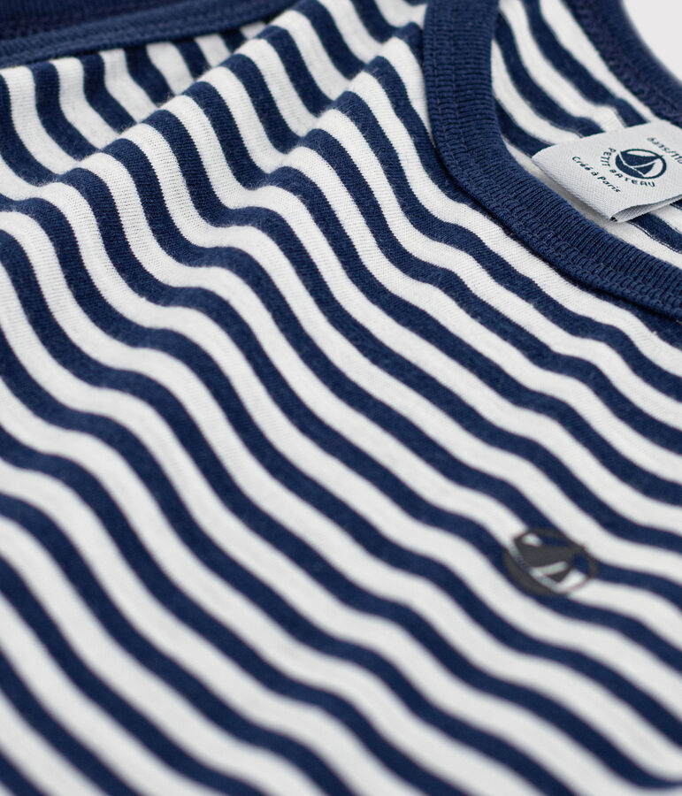 Gestreiftes Kinderkleid aus Baumwolle f&uuml;r M&auml;dchen blau/weiss