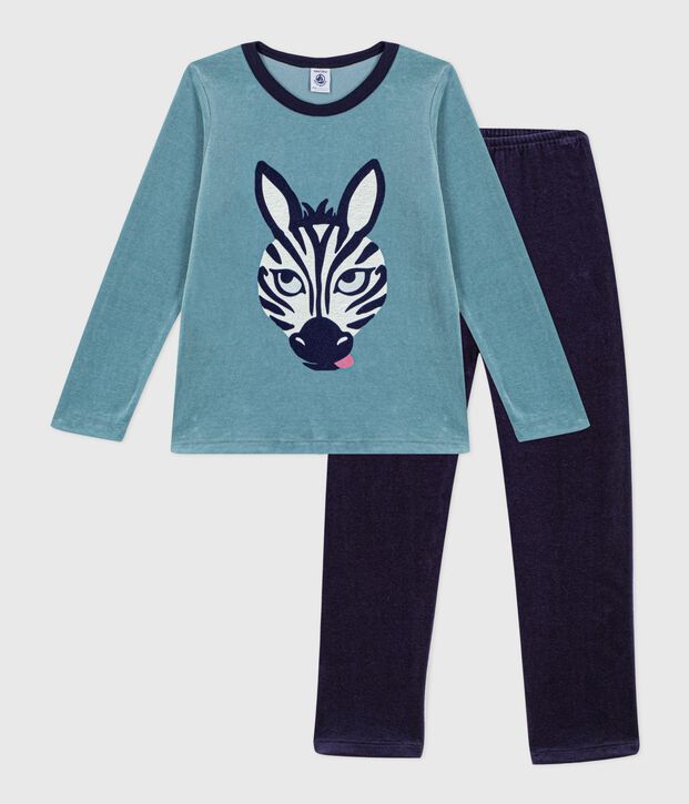 Kinder-Pyjama aus Nicki blau/blau