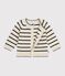 Baby-Cardigan aus Baumwolle mit Streifen naturfarben/blau