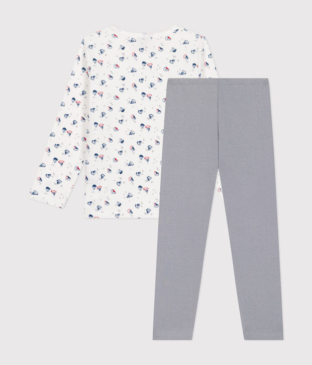 Pyjama aus Nicki f&uuml;r Kinder grau/vielfarbig