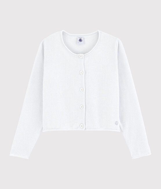 Kinder-Cardigan aus Baumwolle für Mädchen weiss MARSHMALLOW/grau ARGENT