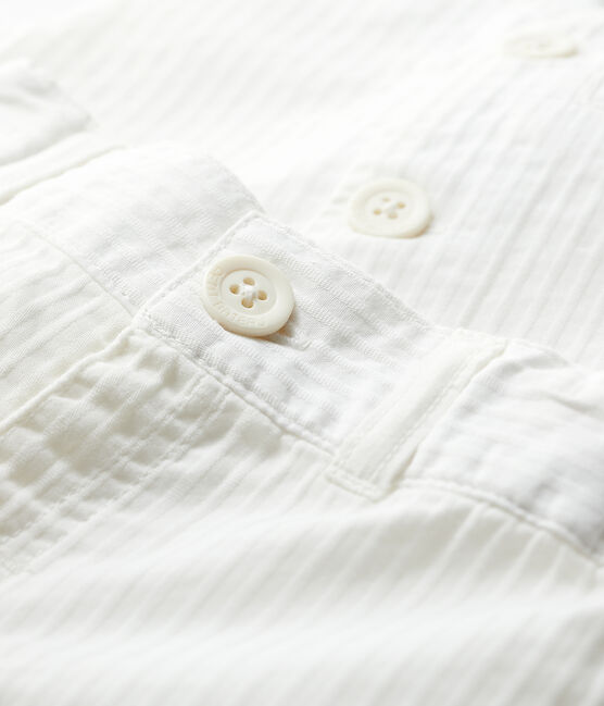 Zweiteiliges Baby-Set aus gestreifter Popeline für Jungen weiss MARSHMALLOW/weiss MULTICO