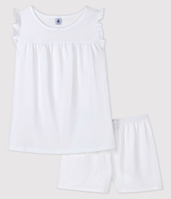 Kurzpyjama aus feiner Baumwolle in Weiß für Mädchen/Damen weiss ECUME