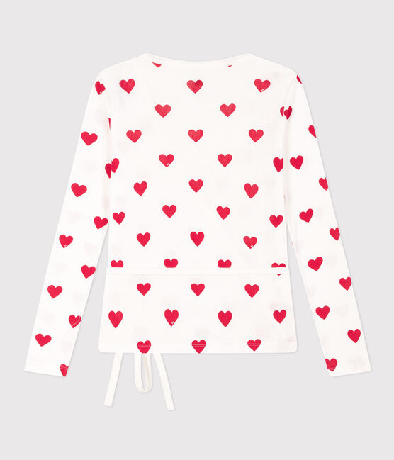 Damen-Cardigan in Wickelform aus BIO-Baumwolle weiss MARSHMALLOW/rot TERKUIT