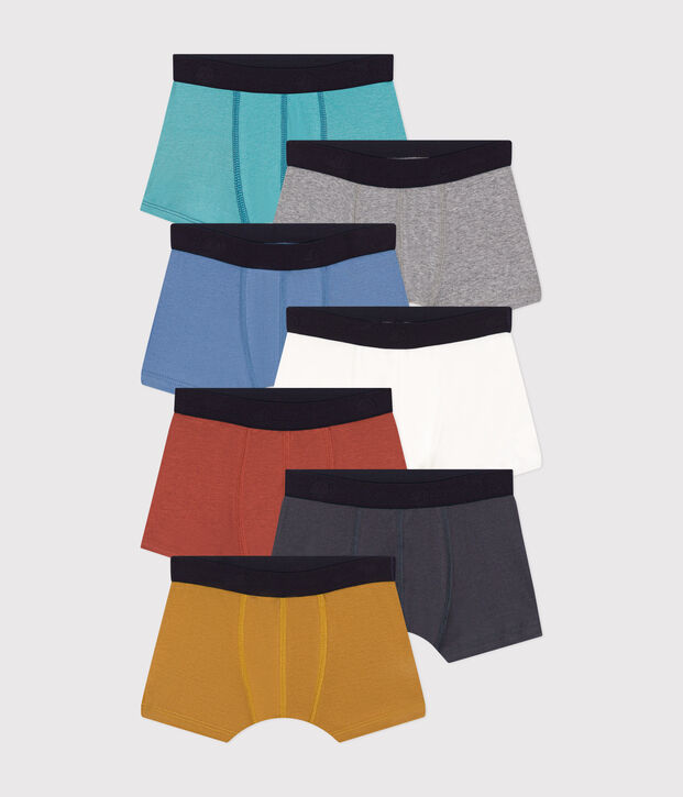 7er-Set Kinder-Boxershorts aus einfarbiger Baumwolle vielfarbig
